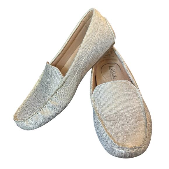 Lifestride Traveler Loafer Size 6M Driving Loafer Metallic Gold Vegan Leather - Picture 2 of 8